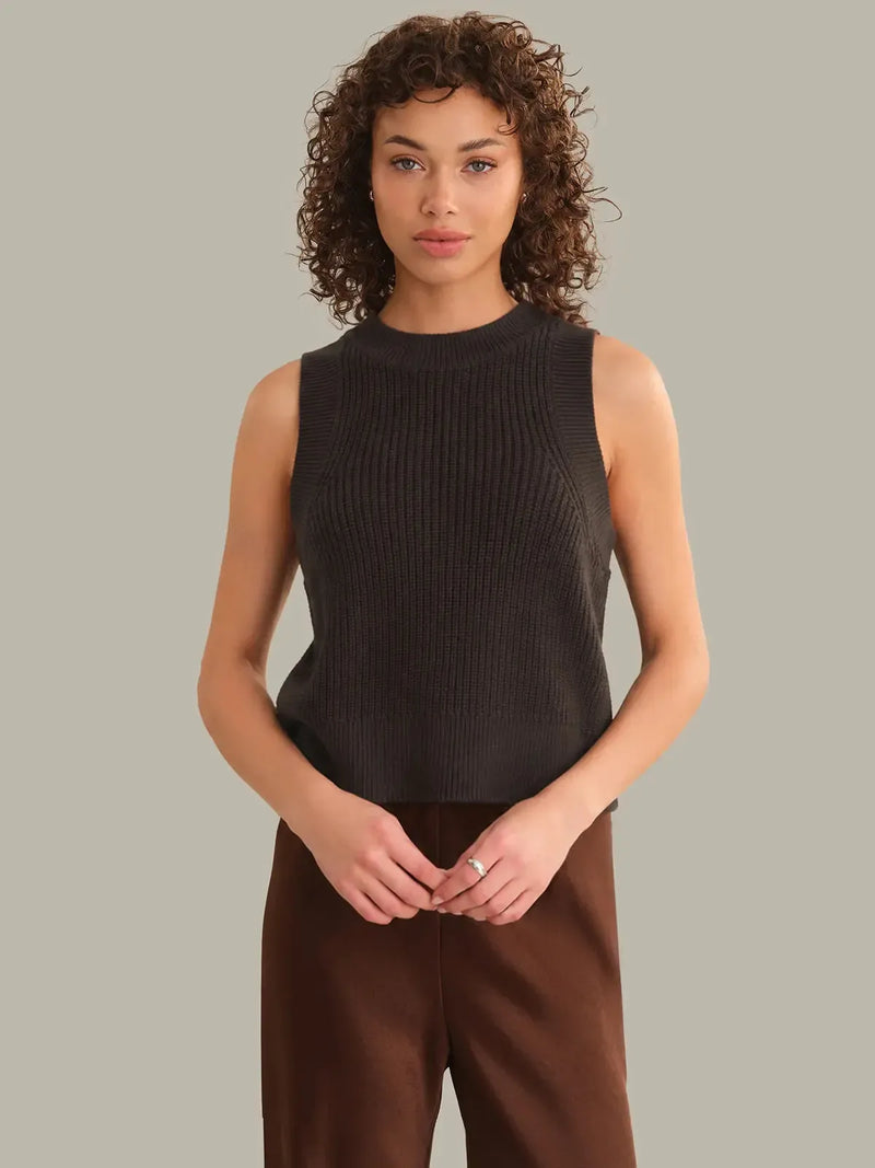 525 America Demi High Crew Neck Tank - Chocolate Plum-Hand In Pocket