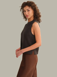 525 America Demi High Crew Neck Tank - Chocolate Plum-Hand In Pocket