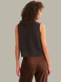 525 America Demi High Crew Neck Tank - Chocolate Plum-Hand In Pocket