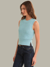 525 America Demi High Crew Neck Tank - Winter Sky-Hand In Pocket