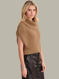 525 America Cate Sleeveless Sweater - Camel Heather-Hand In Pocket