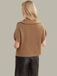 525 America Cate Sleeveless Sweater - Camel Heather-Hand In Pocket