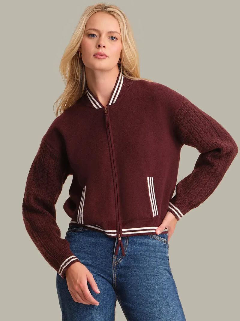 525 Flynn Cable Sleeve Bomber- Oxblood-Hand In Pocket