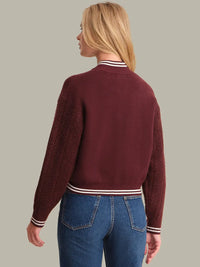 525 Flynn Cable Sleeve Bomber- Oxblood-Hand In Pocket