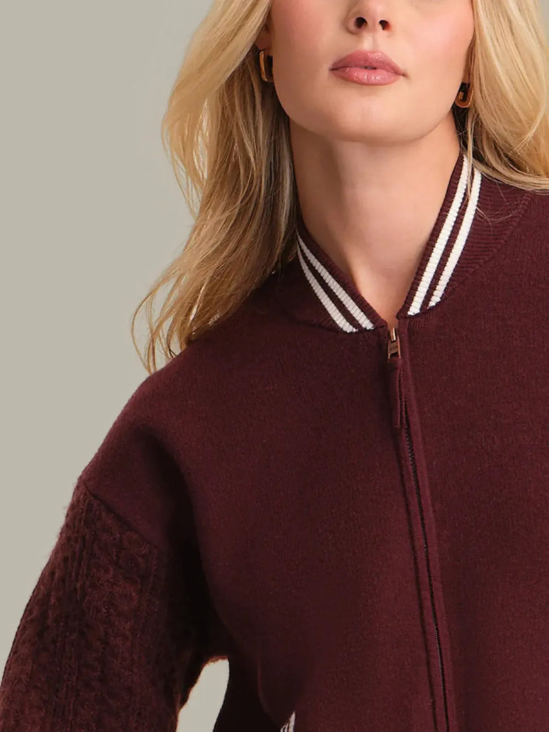 525 Flynn Cable Sleeve Bomber- Oxblood-Hand In Pocket