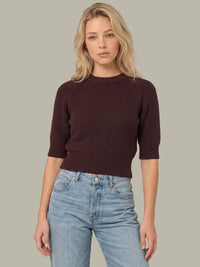 525 America Cornelia Ngineered Rib Crew - Chocolate Plum-Hand In Pocket
