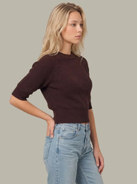 525 America Cornelia Ngineered Rib Crew - Chocolate Plum-Hand In Pocket