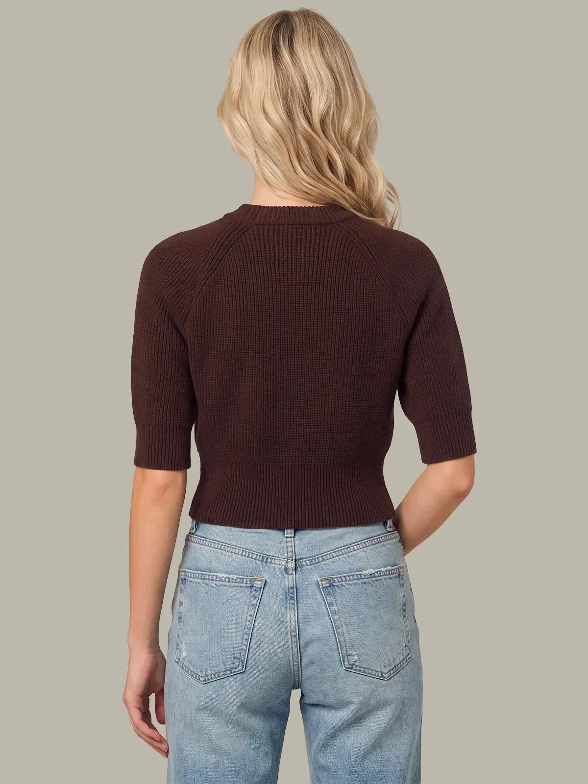 525 America Cornelia Ngineered Rib Crew - Chocolate Plum-Hand In Pocket