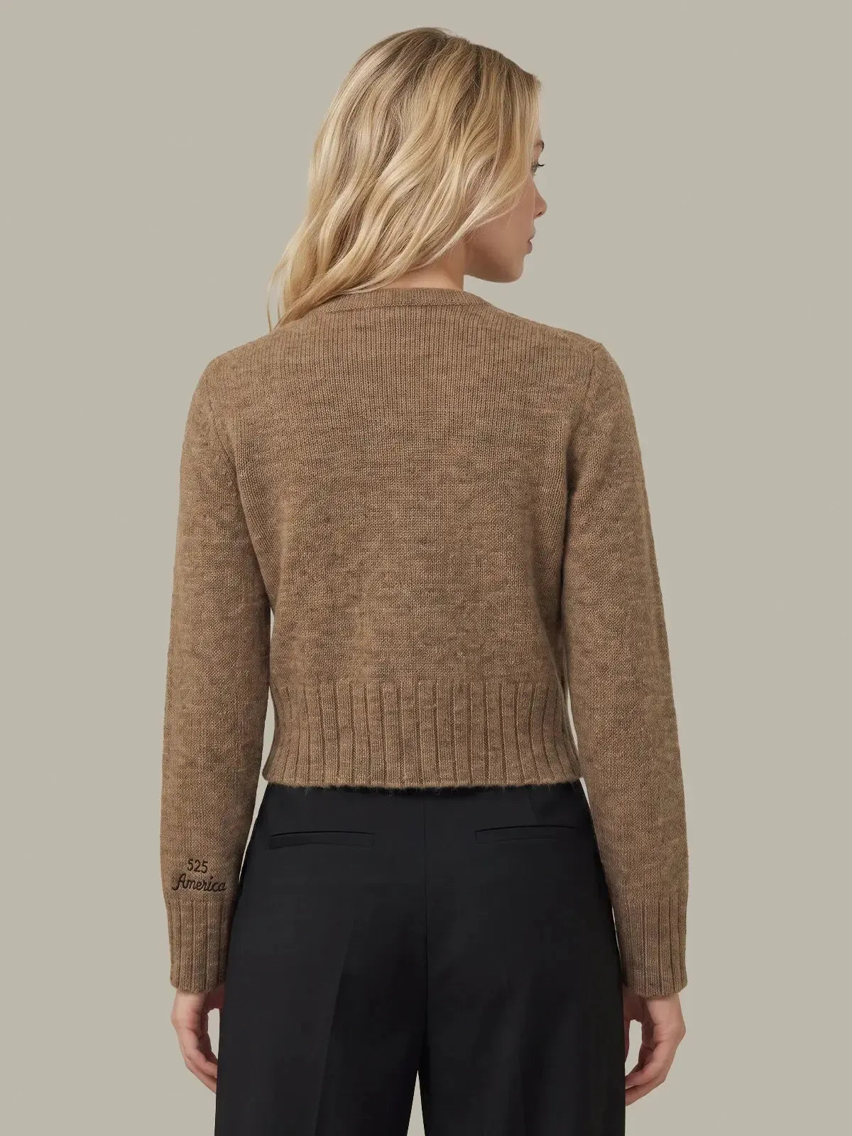 525 America James Fuzzy Cardi - Dark Oatmeal Heather-Hand In Pocket