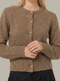525 America James Fuzzy Cardi - Dark Oatmeal Heather-Hand In Pocket