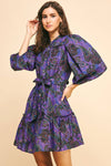 Halsey Tiered Mini Dress - Purple Multi-Hand In Pocket
