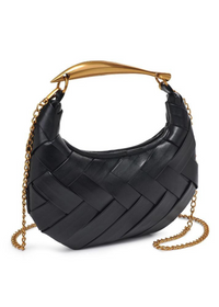 Ursula Woven Crossbody: Black-Hand In Pocket