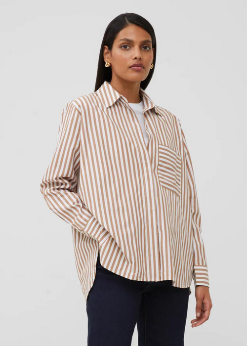 French Connection Striped Relaxed Popover-Hand In Pocket