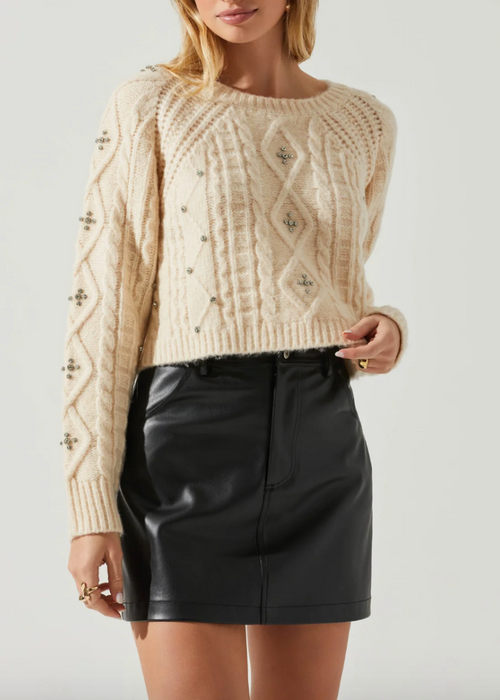 ASTR The Label Madison Sweater - Cream-Hand In Pocket