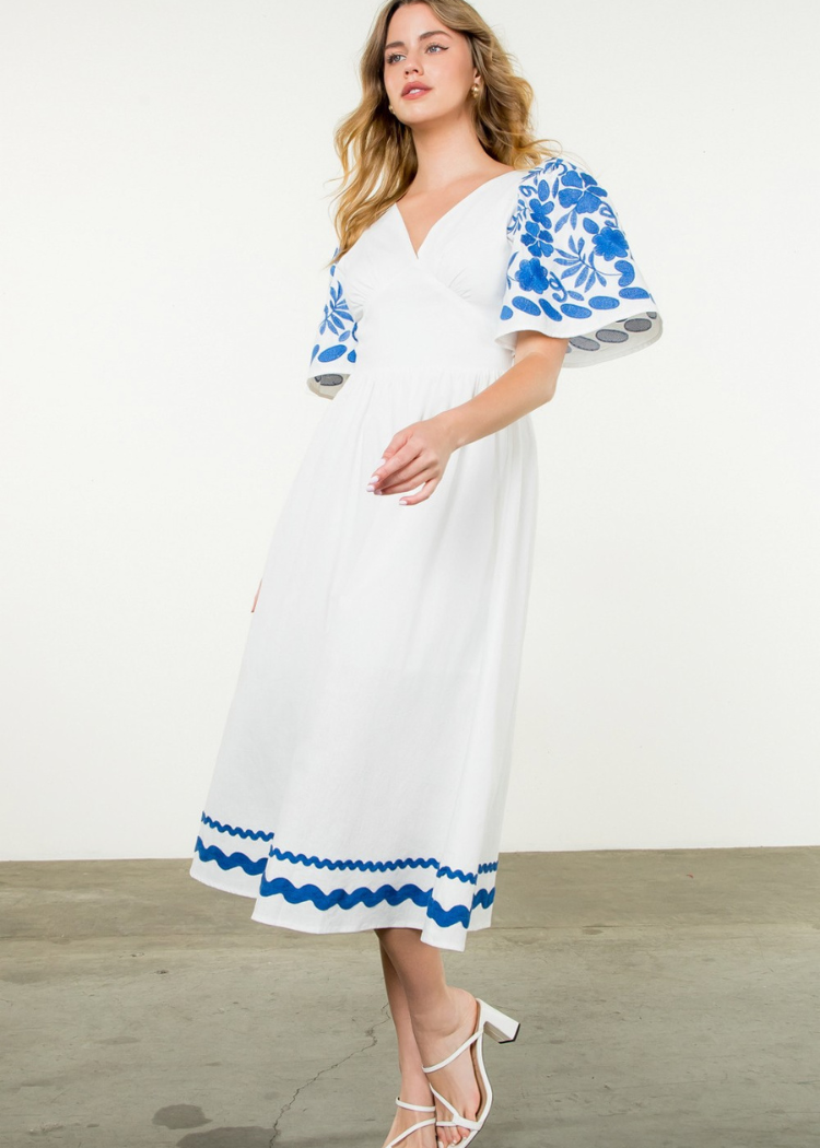 THML MiMi Embroidered Midi Dress- WH Hand In Pocket THML MiMi Embroidered Midi Dress- WH Hand In Pocket