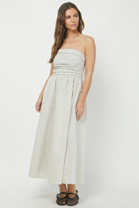 Striped Maxi Dress - Taupe-Hand In Pocket
