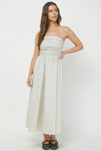 Striped Maxi Dress - Taupe-Hand In Pocket