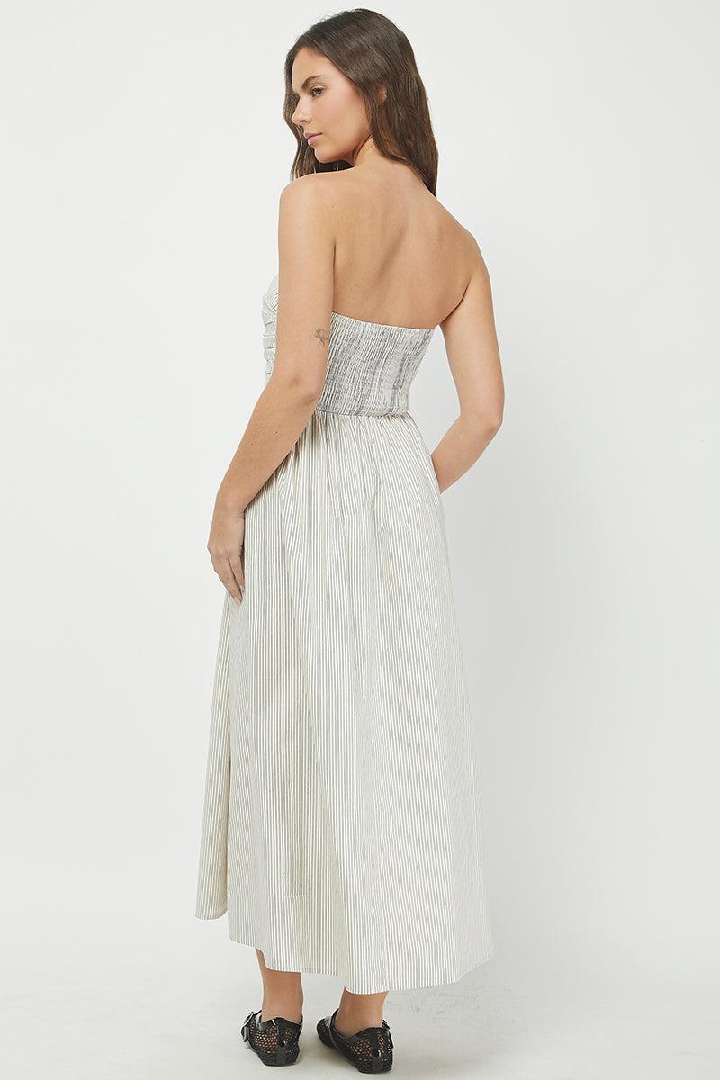 Striped Maxi Dress - Taupe-Hand In Pocket