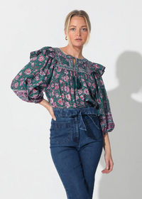 Cleobella Mylah Blouse- Jade Floral ***FINAL SALE***-Hand In Pocket