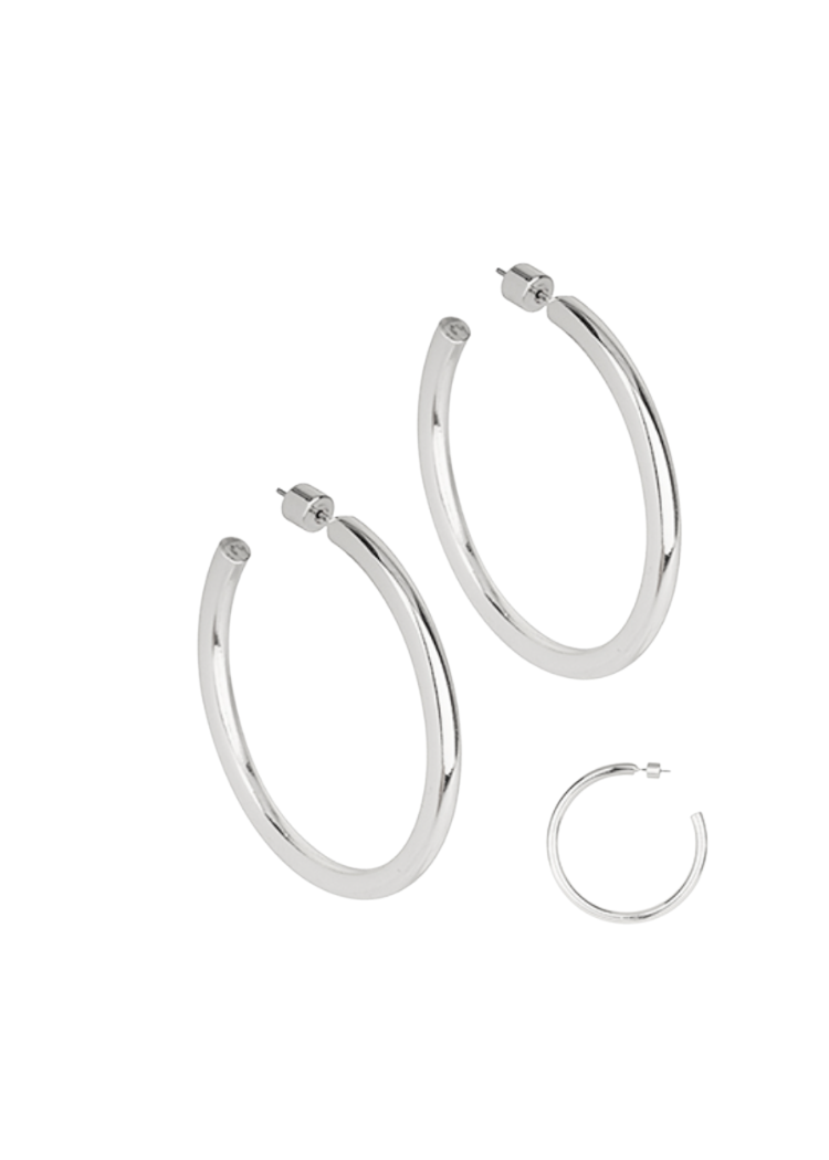 Sarita Metal Hoops-Silver-Hand In Pocket