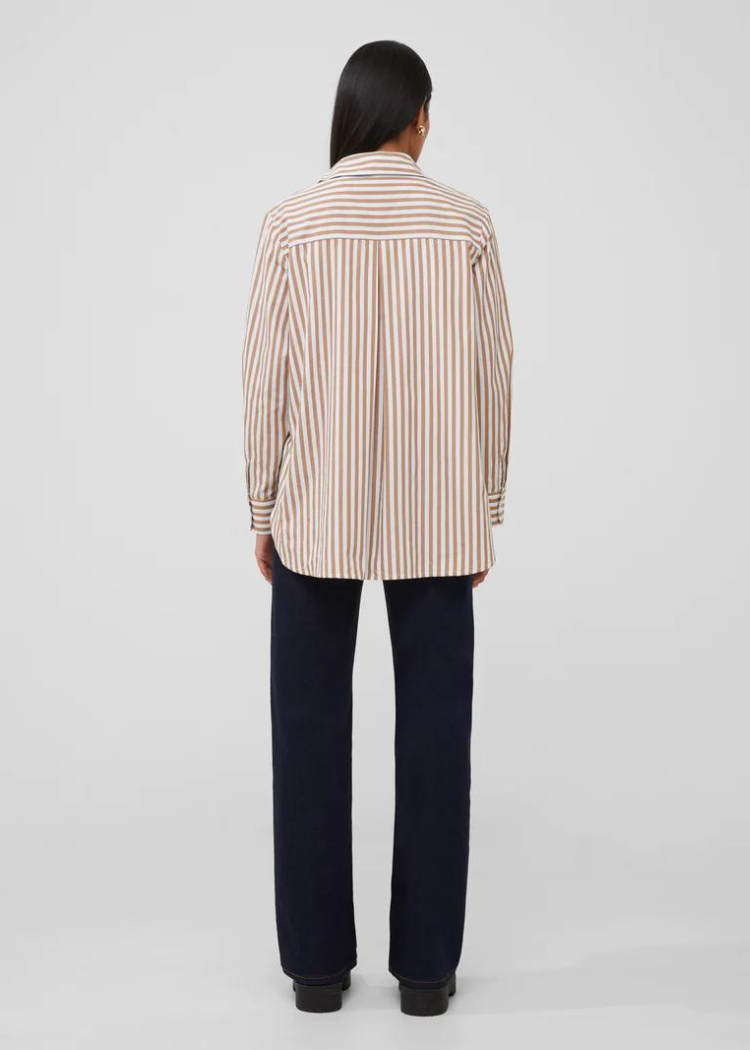 French Connection Striped Relaxed Popover-Hand In Pocket