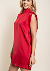 Lima Mock Neck Satin Dress - Red-Hand In Pocket