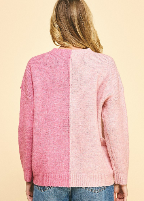 Safi Colorblock Long Sleeve Sweater-Hand In Pocket