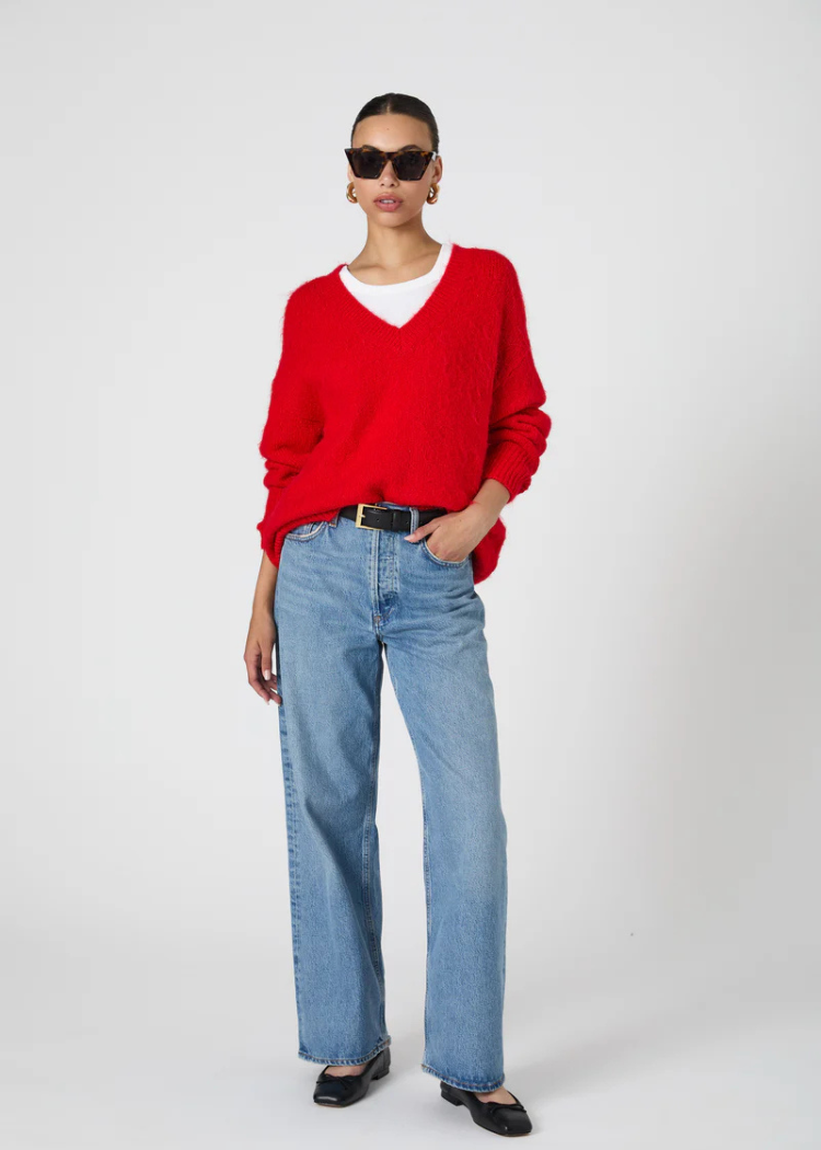 French Connection Fluffy Knit Jumper- Red ***FINAL SALE***-Hand In Pocket