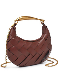 Ursula Woven Crossbody: Espresso-Hand In Pocket