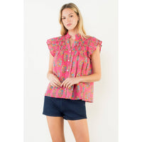 THML Evie Flutter Sleeve Top - Pink-Hand In Pocket