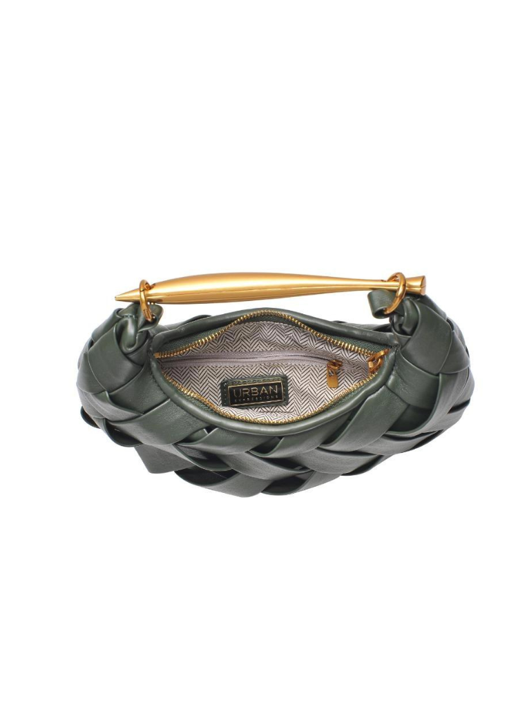 Ursula Woven Crossbody: Olive-Hand In Pocket