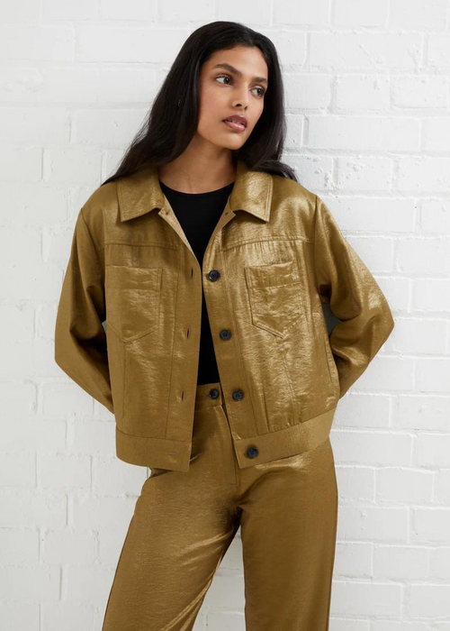 French Connection Cammie Shimmer Jacket-Hand In Pocket