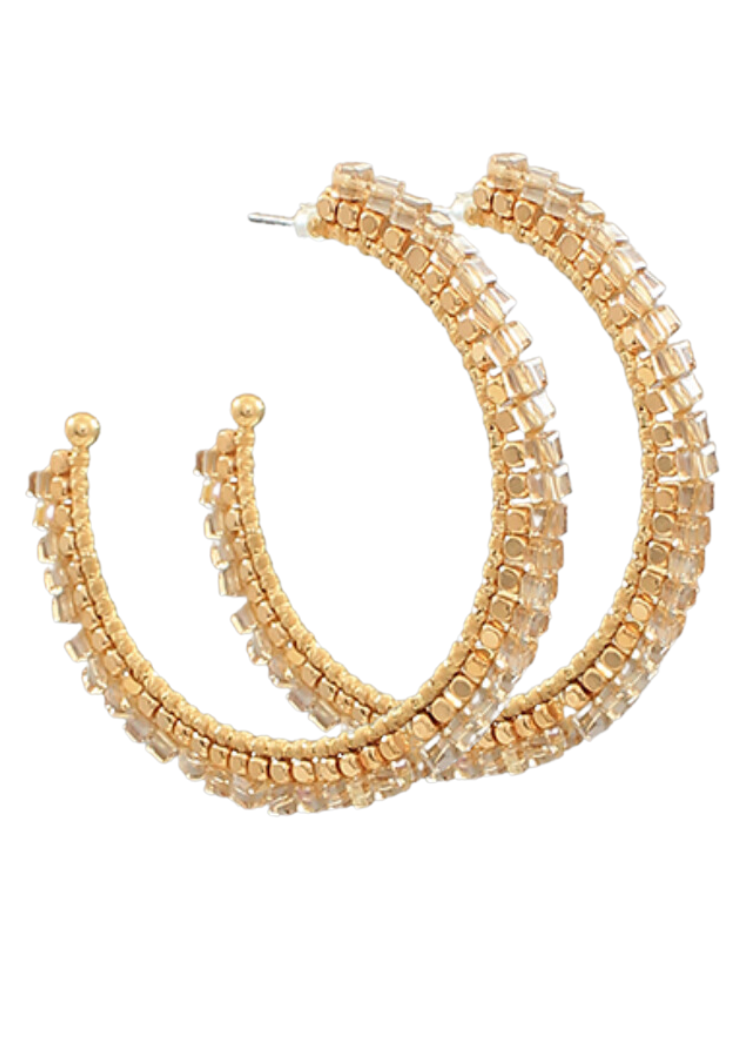Renee Glass Beaded Hoop-Hand In Pocket