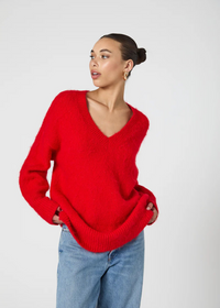 French Connection Fluffy Knit Jumper- Red ***FINAL SALE***-Hand In Pocket