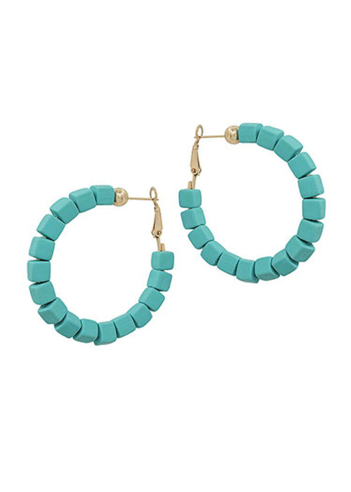 Janita Square Clay Bead Hoops-Mint-Hand In Pocket