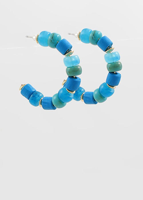Ines Beaded Hoops-Turquoise-Hand In Pocket