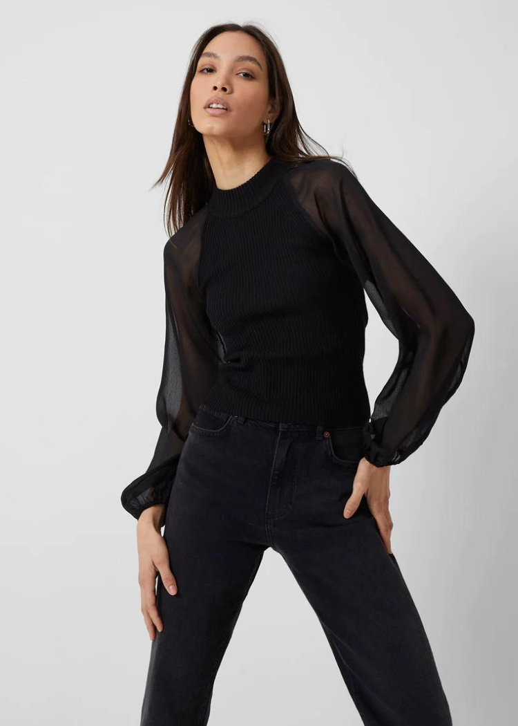 French Connection Melody High Neck Top-Hand In Pocket