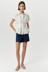 Exquise Adalene Cutwork Shirt - Bone-Hand In Pocket