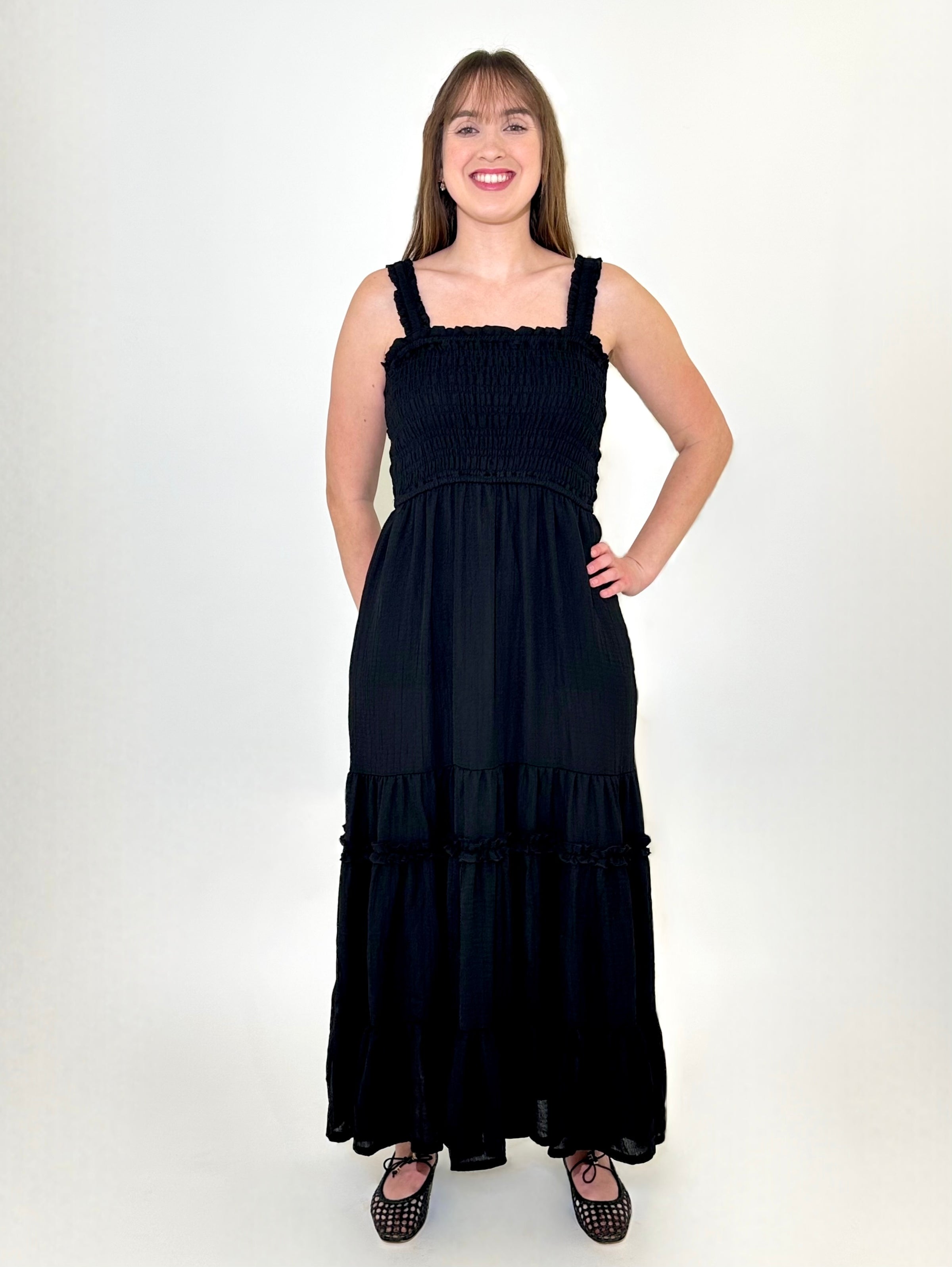 Bobi Tiered Maxi Dress - Black Hand In Pocket Bobi Tiered Maxi Dress - Black Hand In Pocket