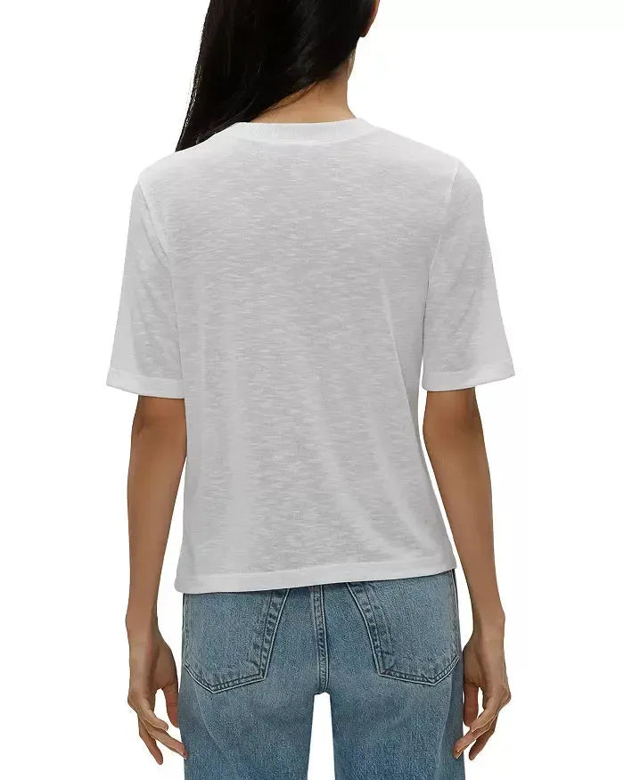 Michael Stars Frankie Crew Neck Top- White-Hand In Pocket