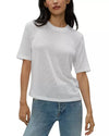 Michael Stars Frankie Crew Neck Top- White-Hand In Pocket