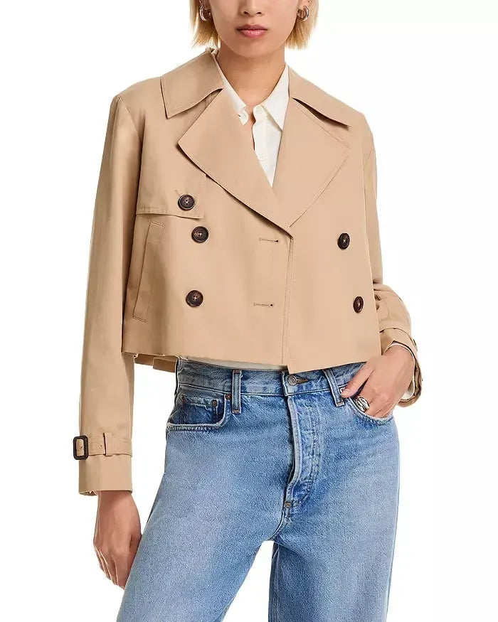 French Connection Cropped Twill French-Khaki-Hand In Pocket
