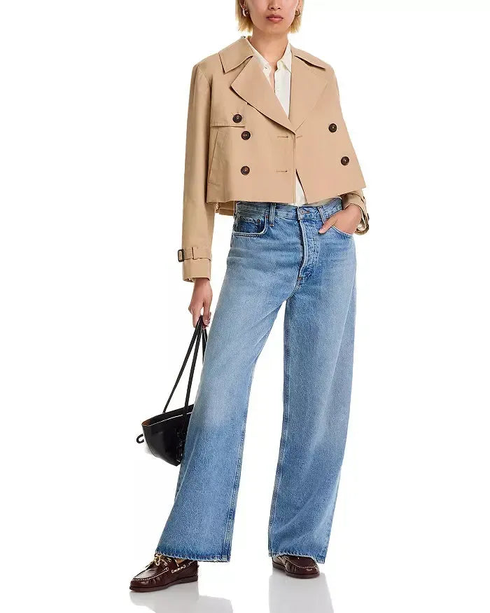 French Connection Cropped Twill French-Khaki-Hand In Pocket
