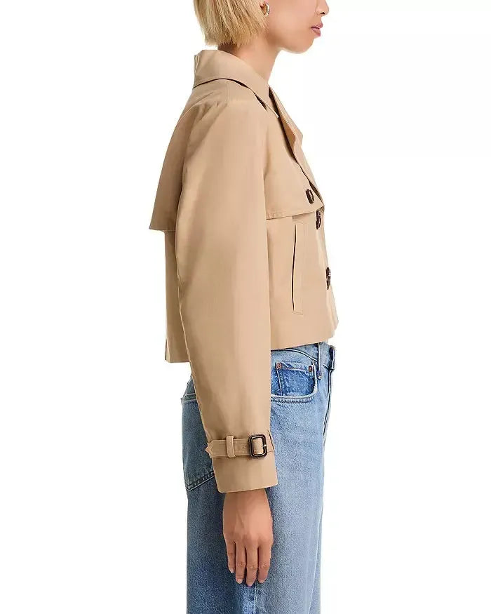 French Connection Cropped Twill French-Khaki-Hand In Pocket