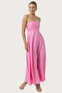 Lusana Talia Linen Dress - Blush-Hand In Pocket