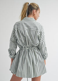 Charlotte Stripe Shirt Dress- Light Olive ***FINAL SALE***-Hand In Pocket