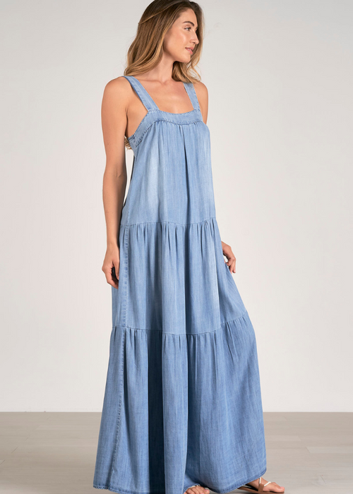 Elan Chambray Maxi Dress - Light Blue Wash-Hand In Pocket