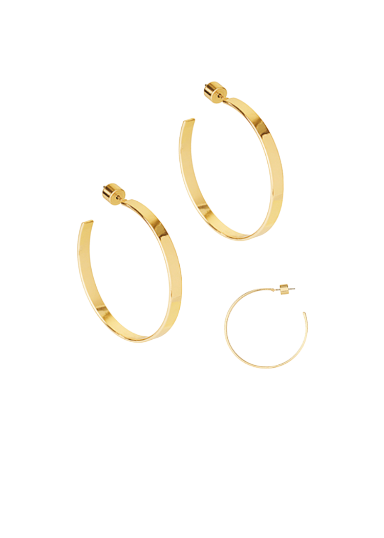 AmaraFlat Metal Hoops-Hand In Pocket