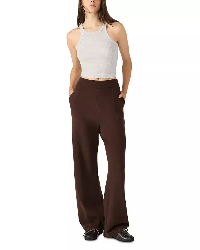 Steve Madden Kori Sweater Pant- Dark Espresso-Hand In Pocket