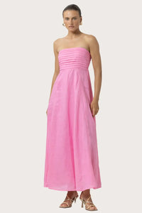 Lusana Talia Linen Dress - Blush-Hand In Pocket